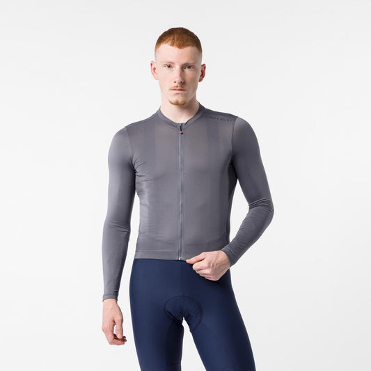 Jersey Castelli Espresso 2 manga larga color gris humo - Monalcl
