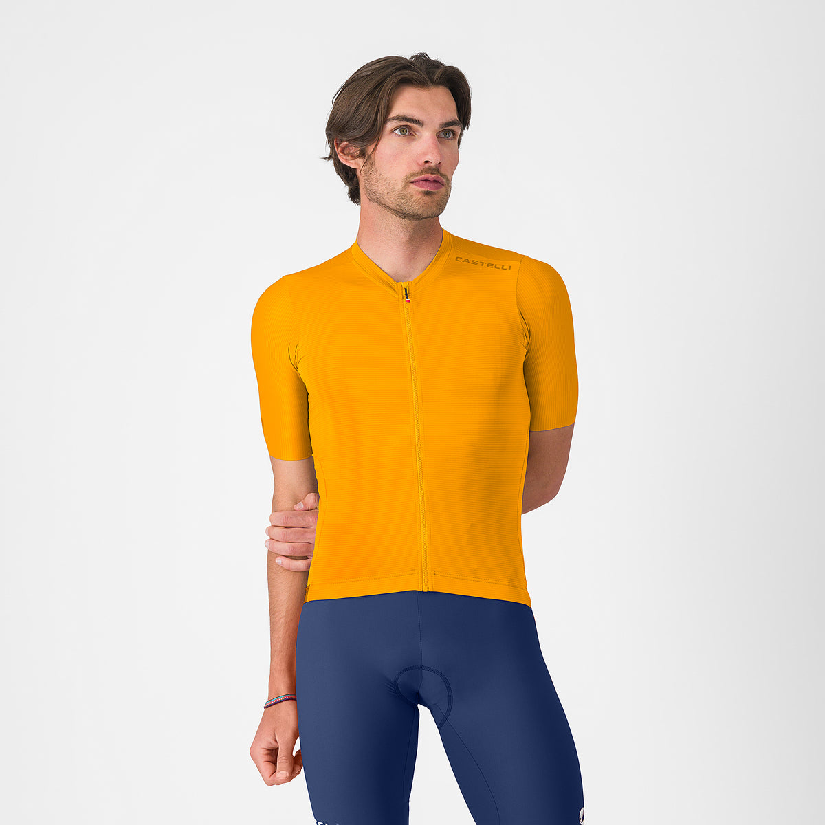 Jersey Castelli Espresso 2 color naranja vivo - Monalcl