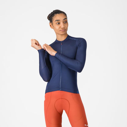 Jersey Castelli Espresso 2 manga larga mujer azul - Monalcl